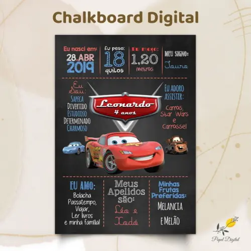 Chalkboard Digital Carros Modelo 2