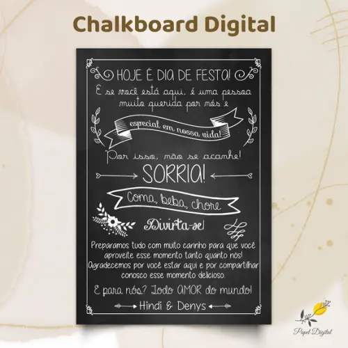 Chalkboard Digital Casamento Modelo 3