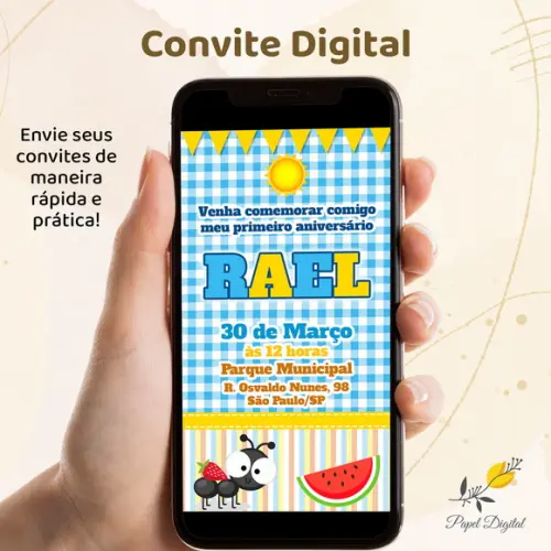 Convite Digital Piquenique Modelo 1