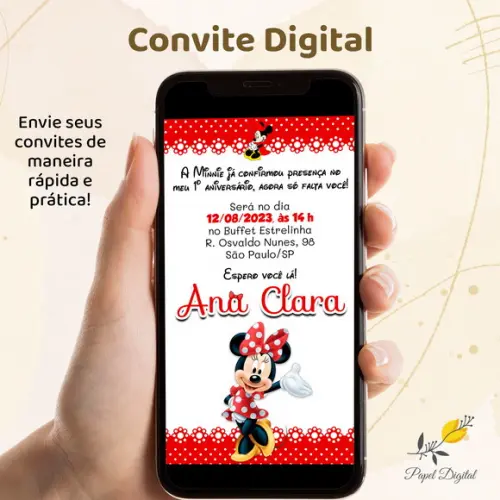 Convite Digital Minnie Modelo 2