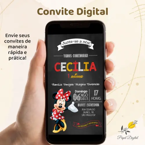 Convite Digital Minnie Modelo 1
