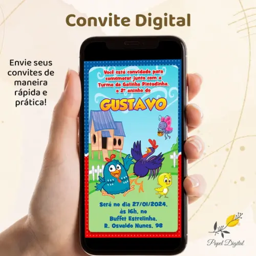 Convite Digital Galinha Pintadinha Modelo 1