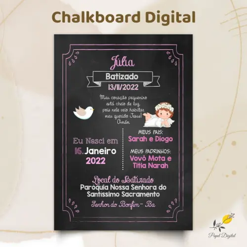 Chalkboard Digital Batizado Modelo 2