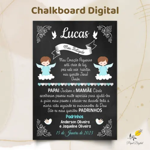 Chalkboard Digital Batizado Modelo 1