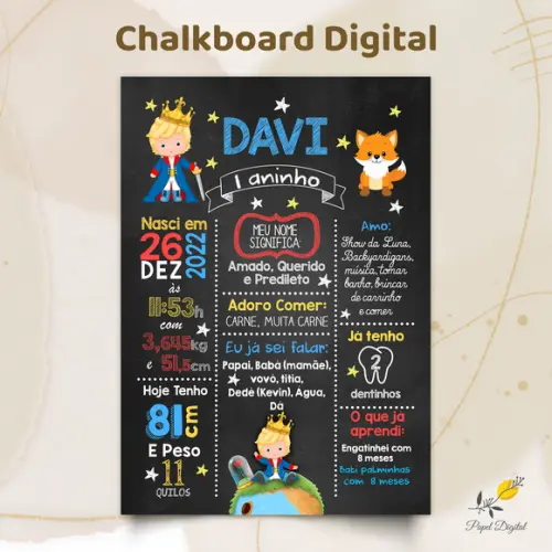 Chalkboard Digital Pequeno Príncipe Modelo 1