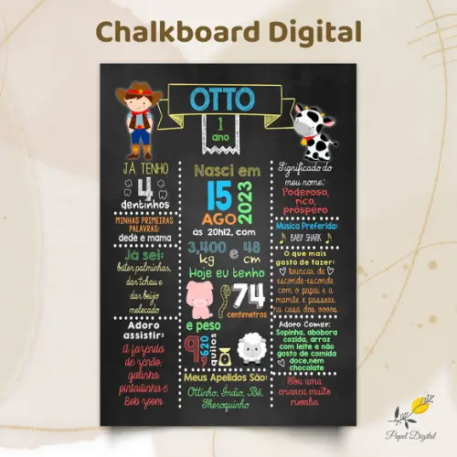 Chalkboard Digital Fazendinha Modelo 2