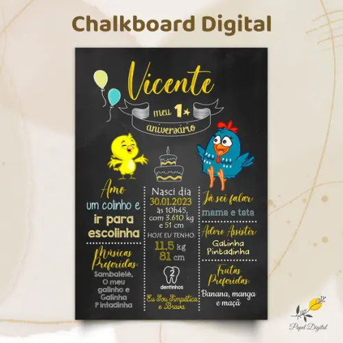 Chalkboard Digital Galinha Pintadinha Modelo 2
