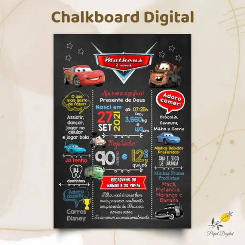 Chalkboard Digital Carros Modelo 1