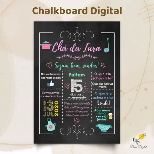 Chalkboard Digital Chá de Cozinha Modelo 1