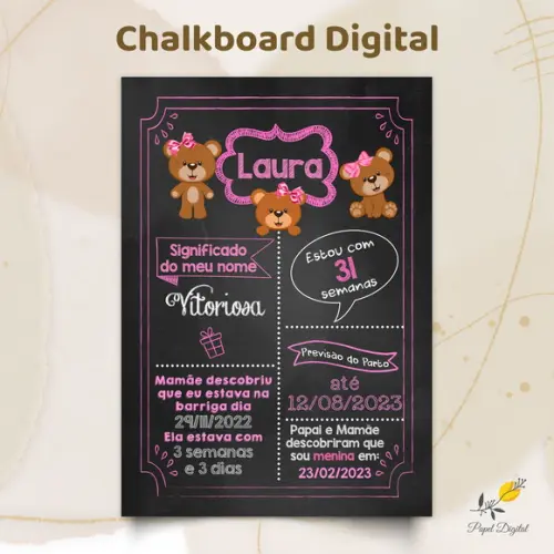 Chalkboard Digital Chá de Bebê Modelo 2