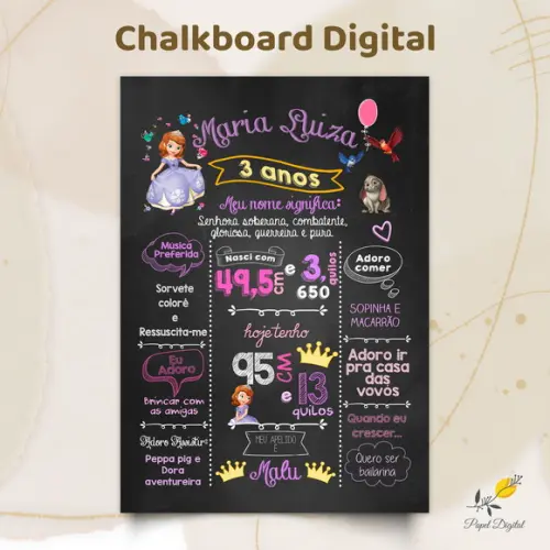 Chalkboard Digital Princesa Sofia Modelo 1