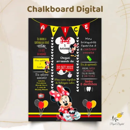 Chalkboard Digital Minnie Modelo 4