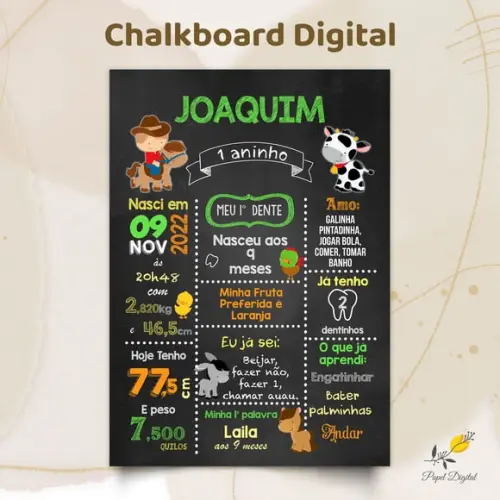 Chalkboard Digital Fazendinha Modelo 1