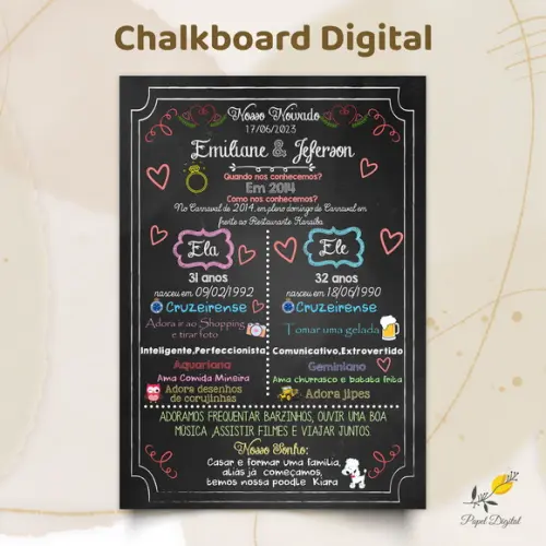 Chalkboard Digital Noivado Modelo 1