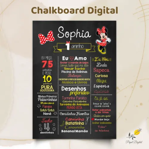 Chalkboard Digital Minnie Modelo 1