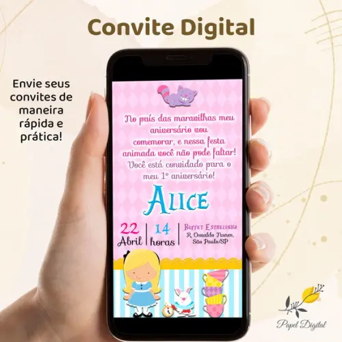 Convite Digital Alice Modelo 1