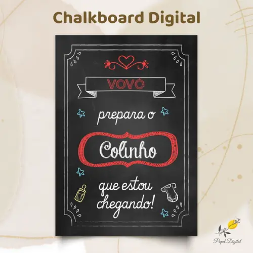 Anúncio de Gravidez Chalkboard Digital