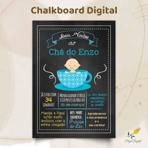 Chalkboard Digital Chá de Bebê Modelo 3
