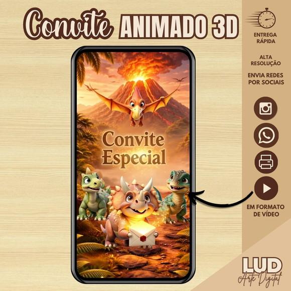 Convite Animado 3d Dinossauro