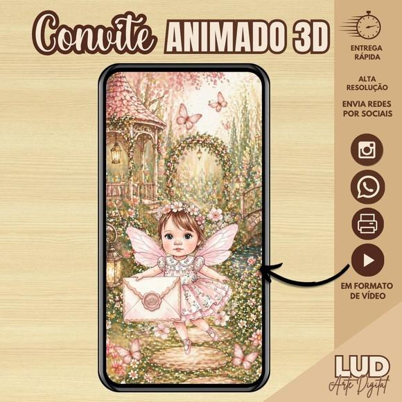 Convite Animado 3d com Mascotinho - Jardim das Borboletas