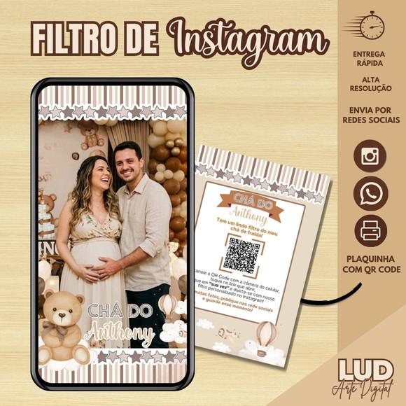 Filtro de Instagram Chá de Fralda + Plaquinha com Qr Code