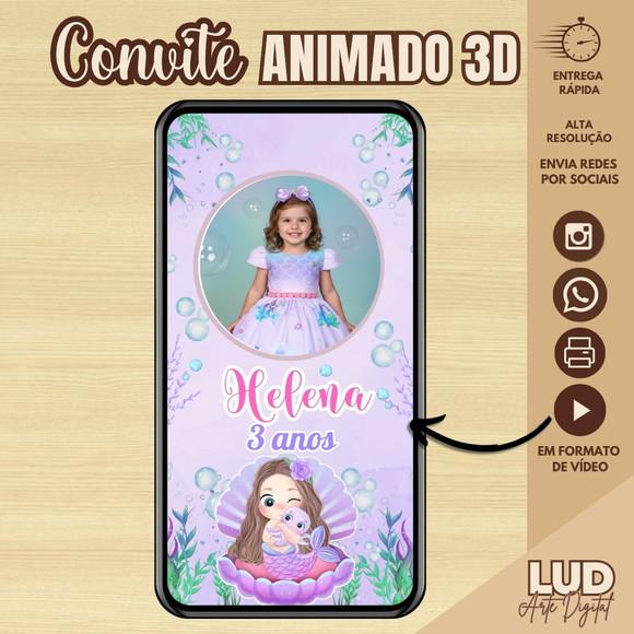 Convite Animado 3d Sereia / Fundo do Mar