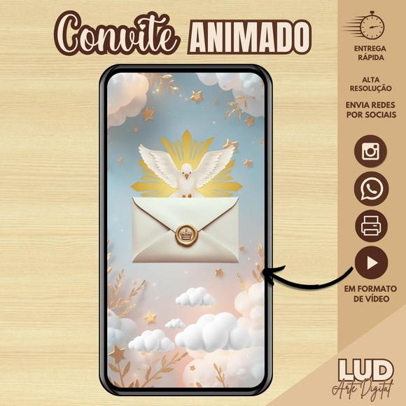 Convite Animado 3d Batizado e Aniversário Dourado Rosa