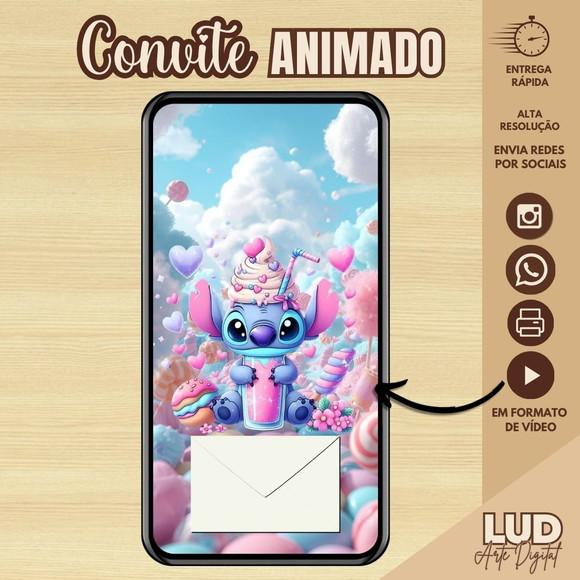 Convite Animado 3d Stitch Doces/confeiteiro