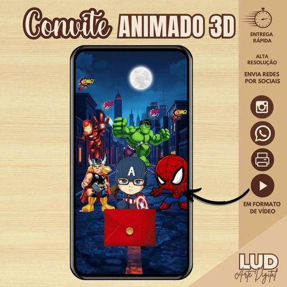 Convite Animado 3d Vingadores/super Heróis