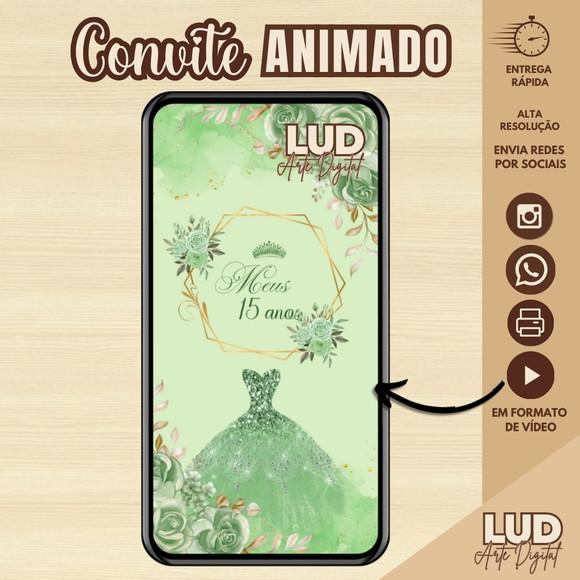Convite Animado 15 Anos Tiana Verde e Dourado