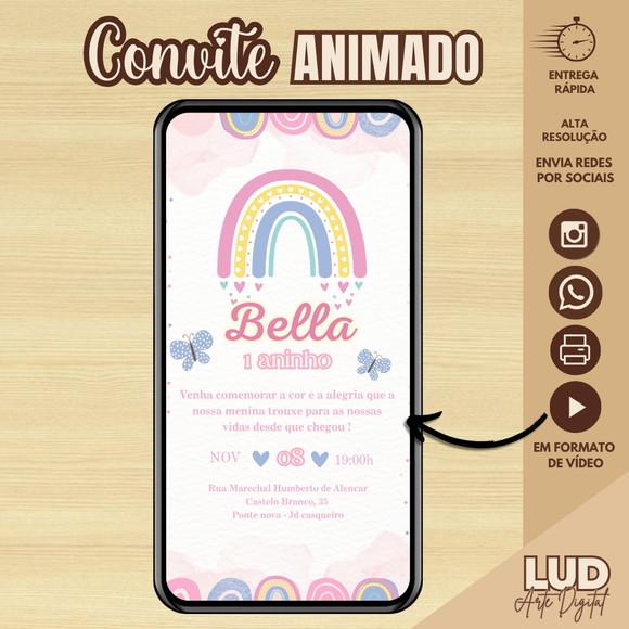 Convite Animado 30s Arco Íris /arco Íris Boho