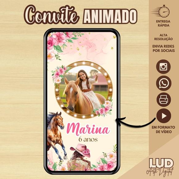 Convite Animado Cavalo /cowboy/haras/boiadeira