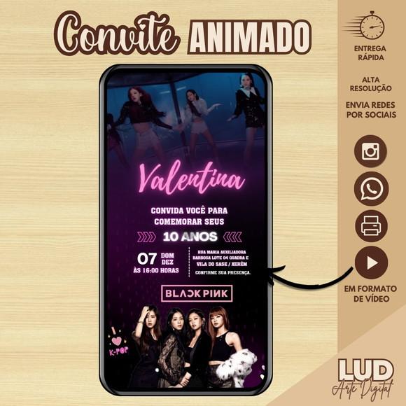 Convite Animado 30s Black Pink