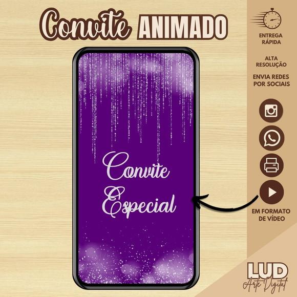 Convite Animado 15 Anos Roxo e Prata