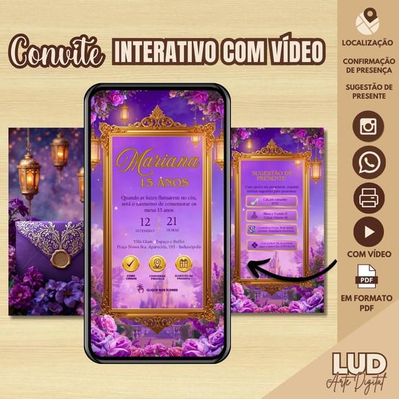 Convite Interativo com Vídeo 15 Anos Rapunzel