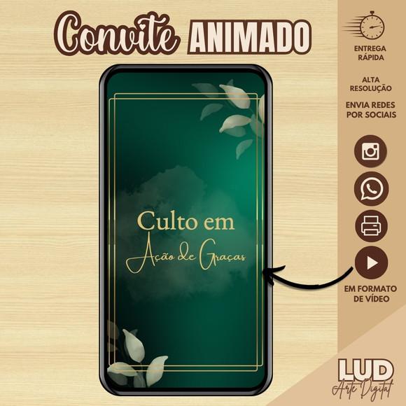 Convite Animado Adulto Culto em Ação de Graças
