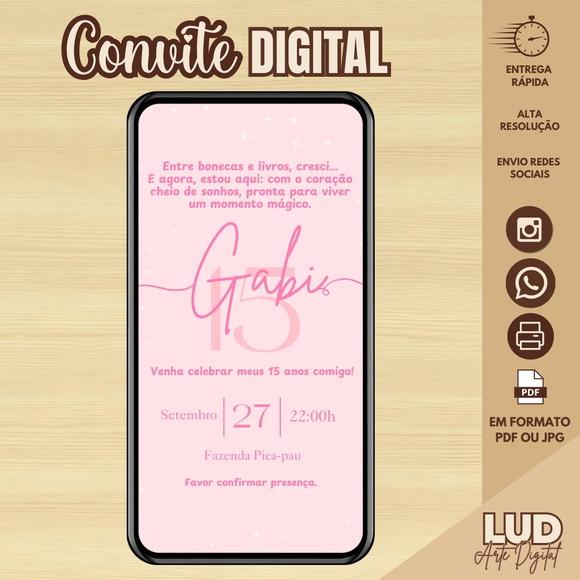 Convite Digital com Foto 15 Anos Rosa
