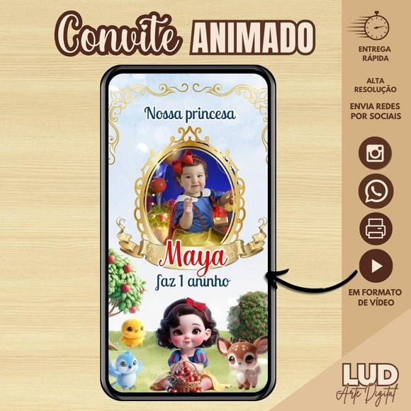 Convite Animado Branca de Neve Cute