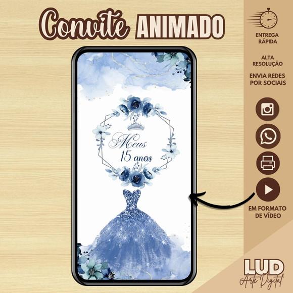 Convite Animado 15 Anos Azul