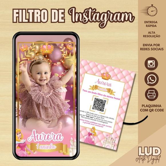 Filtro de Instagram Princesa Aurora + Plaquinha com Qr Code