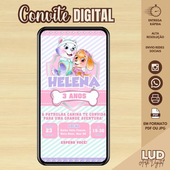 Convite Digital Patrulha Canina Skye e Everest Menina