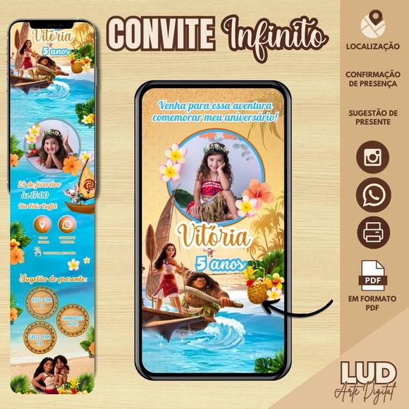 Convite Infinito Interativo Moana 2