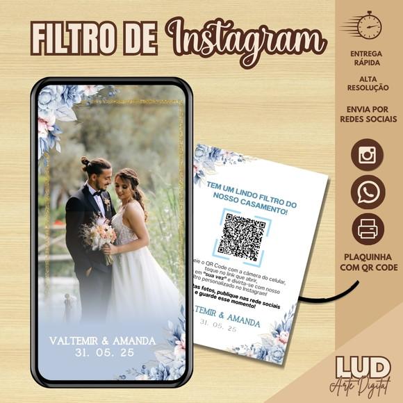Filtro de Instagram Casamento Azul + Plaquinha com Qr Code