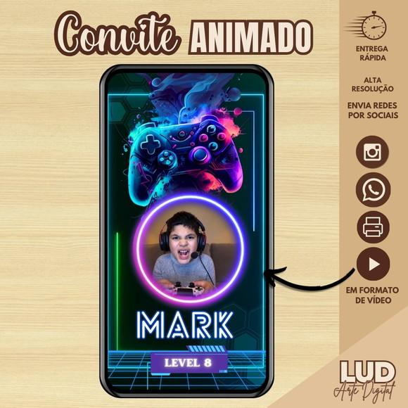 Convite Animado Gamer Neon