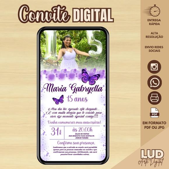 Convite Digital 15 Anos Borboleta Roxa