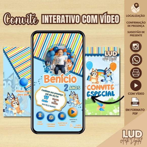 Convite Envelope Interativo com Vídeo Bluey