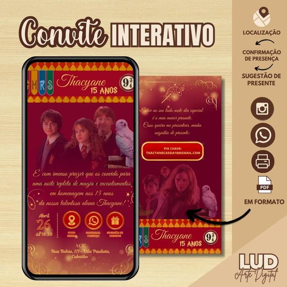 Convite 15 Anos Digital Interativo Harry Potter
