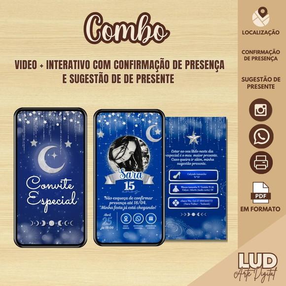 Convite Animado Noite Estrelada + Interativo Confirmação