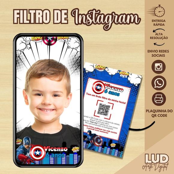 Filtro de Instagram Capitão América + Plaquinha com Qr Code
