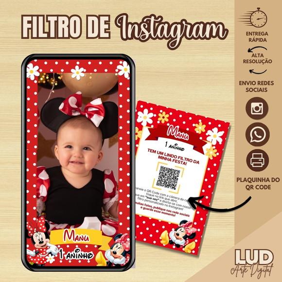 Filtro de Instagram Minnie Vermelha + Plaquinha com Qr Code